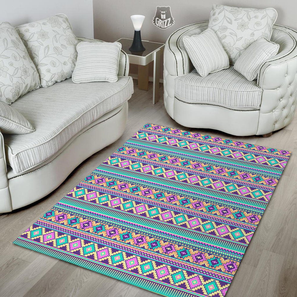 Aztec Neon Native Print Pattern Floor Mat-grizzshop