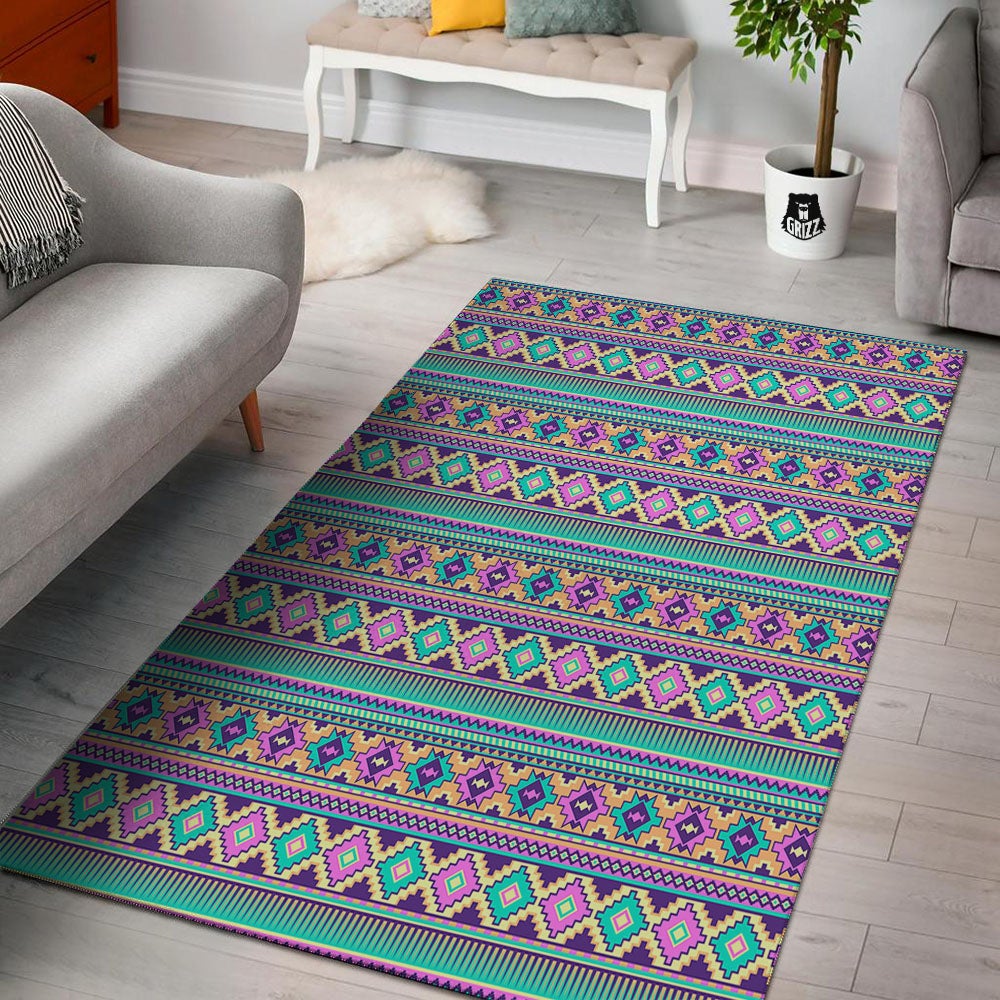 Aztec Neon Native Print Pattern Floor Mat-grizzshop