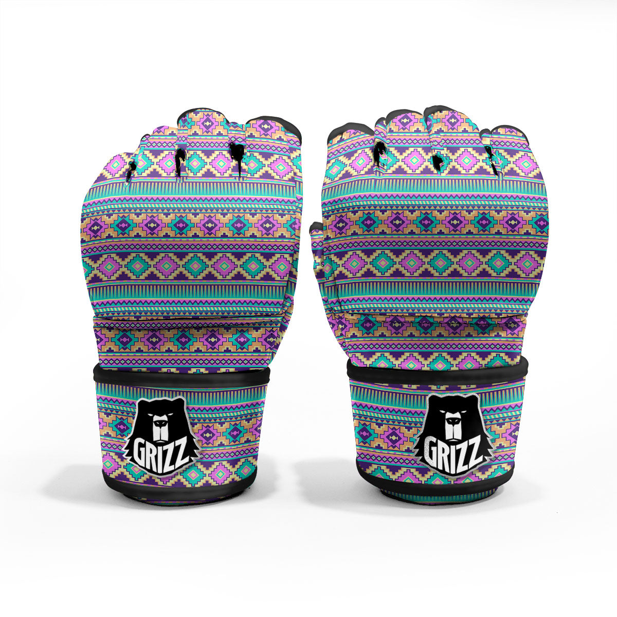 Aztec Neon Native Print Pattern MMA Gloves-grizzshop