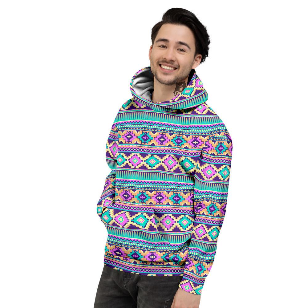 Aztec Neon Native Print Pattern Men's Hoodie-grizzshop