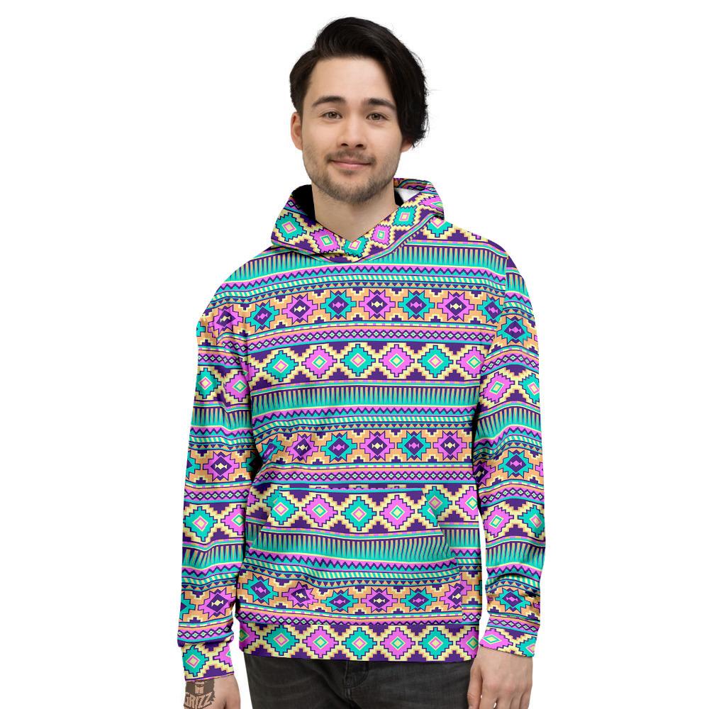 Aztec Neon Native Print Pattern Men's Hoodie-grizzshop