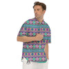 Aztec Neon Native Print Pattern Men's Short Sleeve Shirts-grizzshop