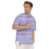 Aztec Pink And Pastel Print Pattern Men's Short Sleeve Shirts-grizzshop