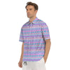 Aztec Pink And Pastel Print Pattern Men's Short Sleeve Shirts-grizzshop