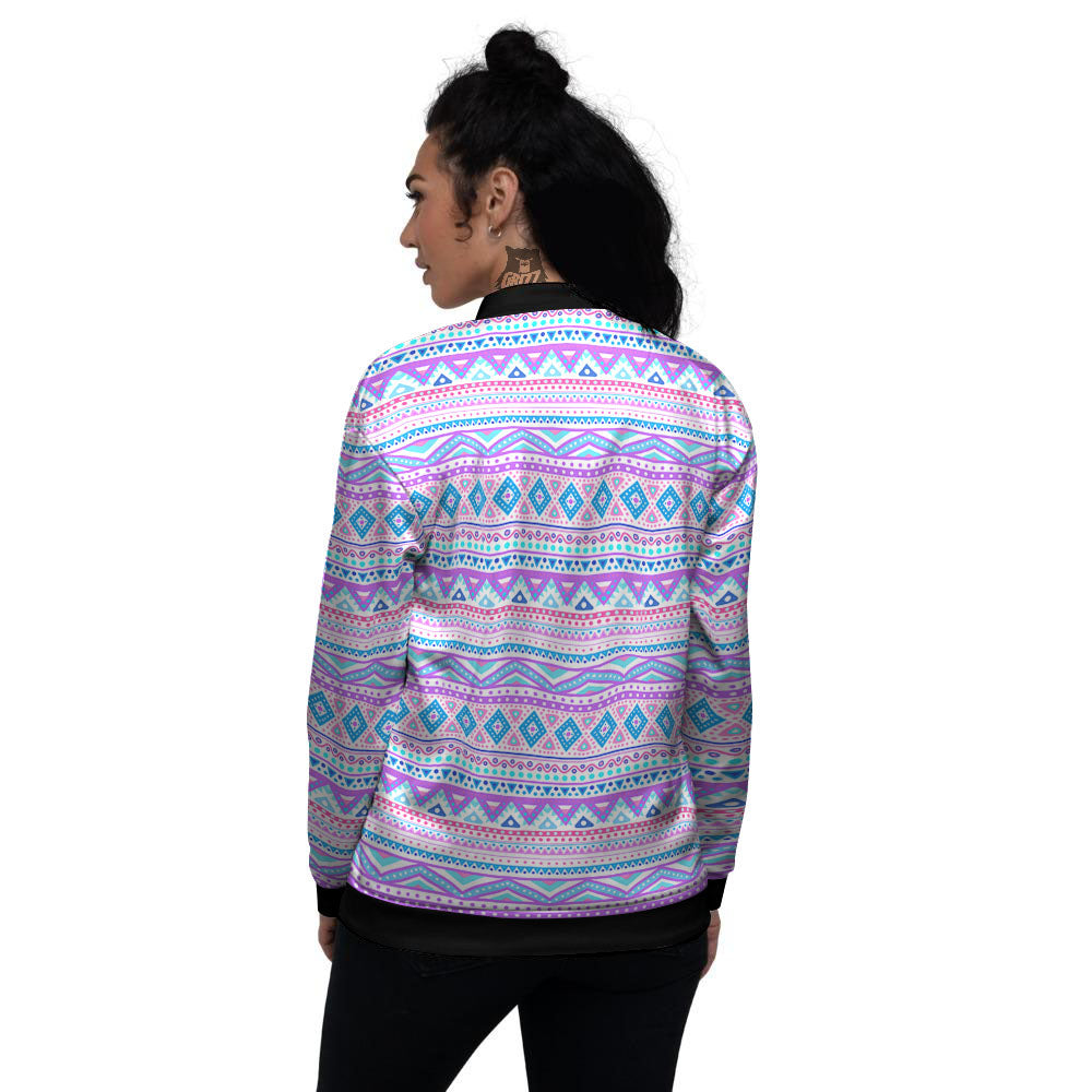 Aztec Pink And Pastel Print Pattern Women's Bomber Jacket-grizzshop