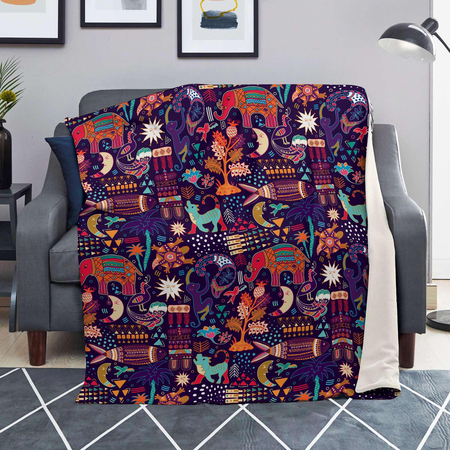 Aztec Psychedelic Trippy Blanket-grizzshop