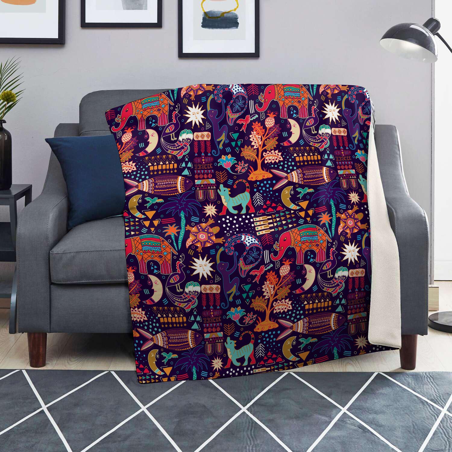 Aztec Psychedelic Trippy Blanket-grizzshop