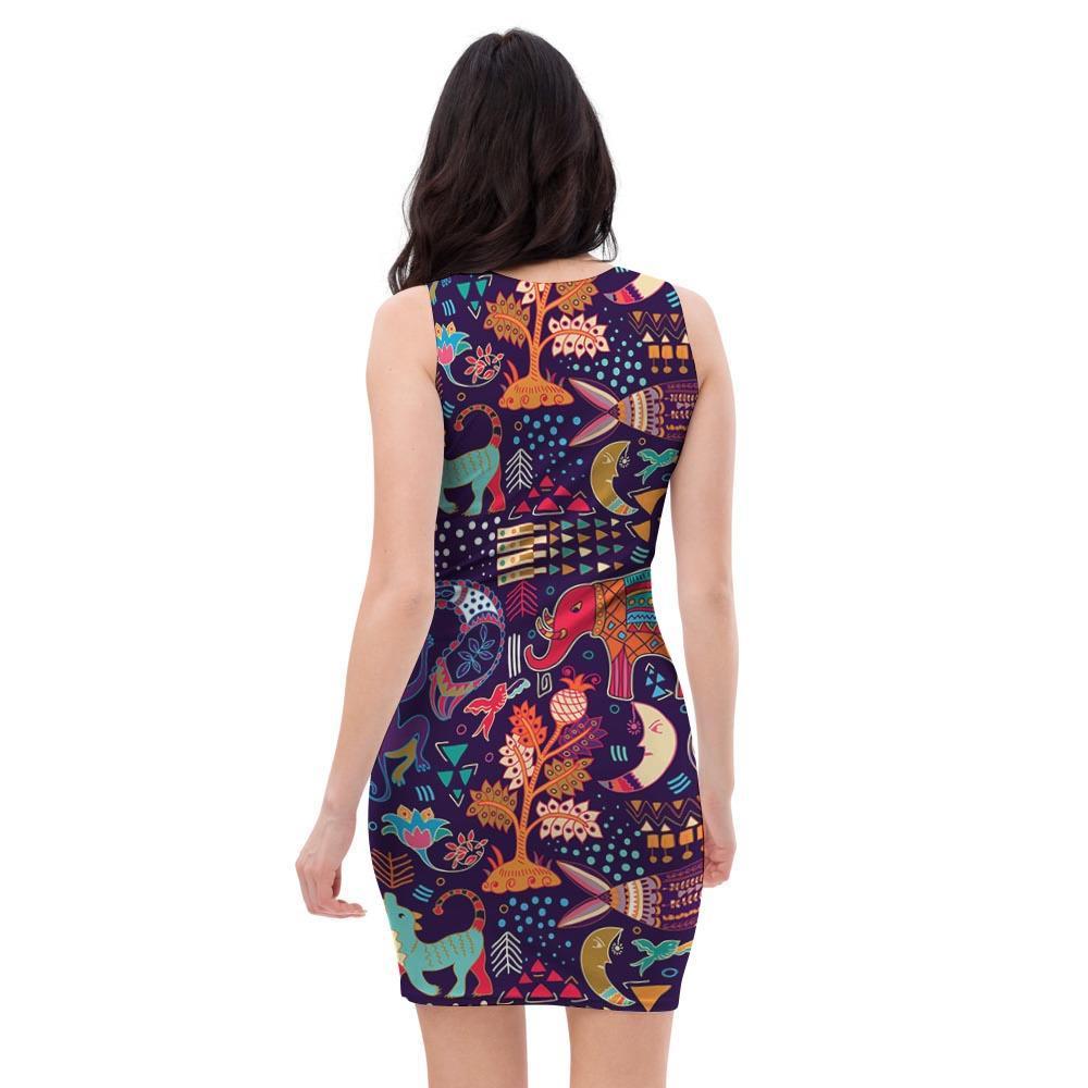 Aztec Psychedelic Trippy Bodycon Dress-grizzshop