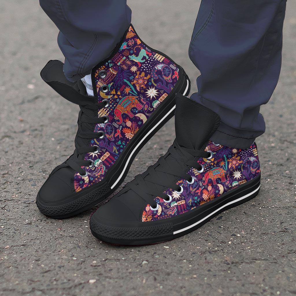 Aztec Psychedelic Trippy Men's High Top Shoes-grizzshop