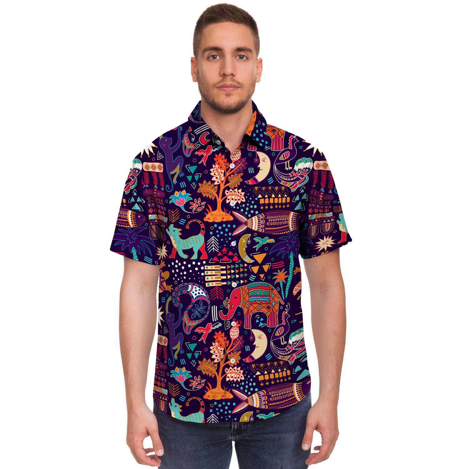 Aztec Psychedelic Trippy Men's Short Sleeve Shirt-grizzshop