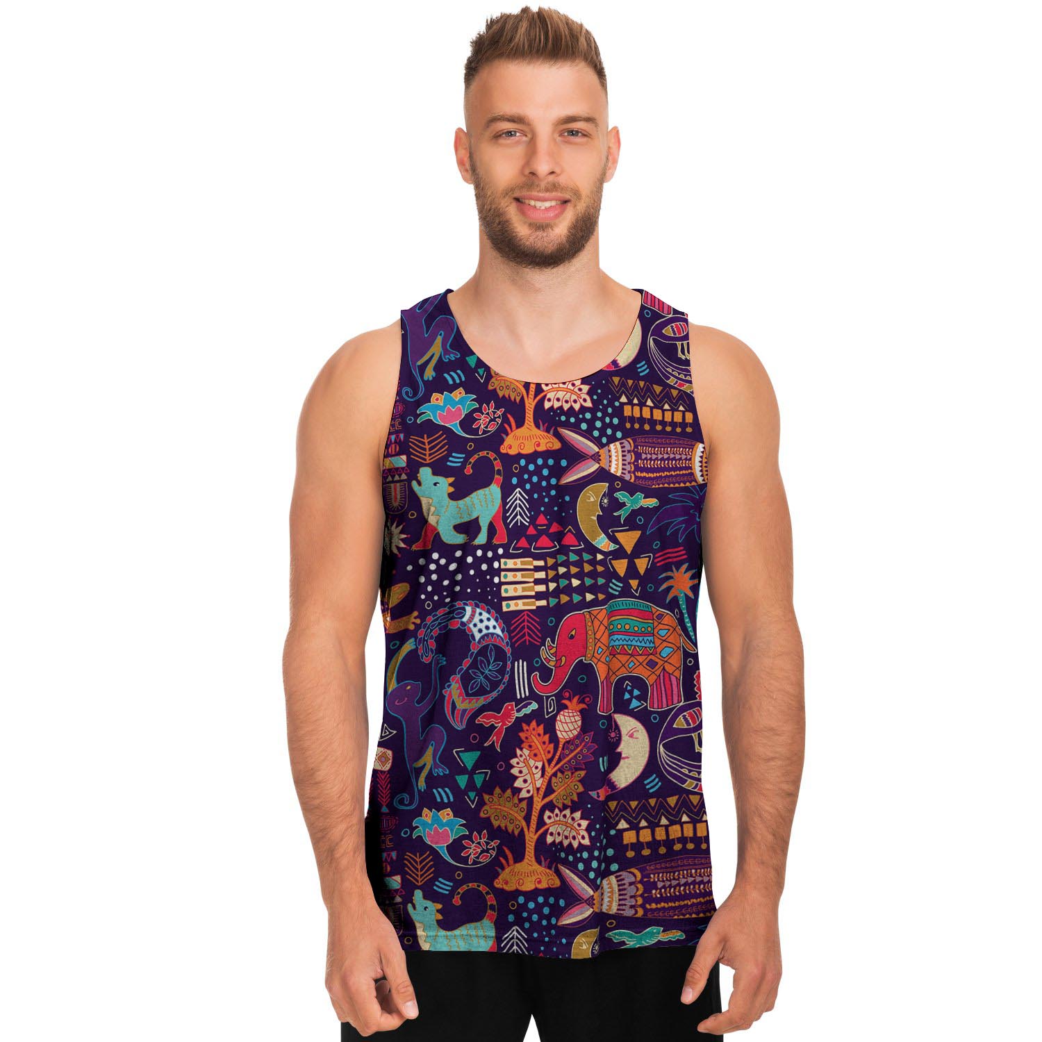 Aztec Psychedelic Trippy Men's Tank Tops-grizzshop