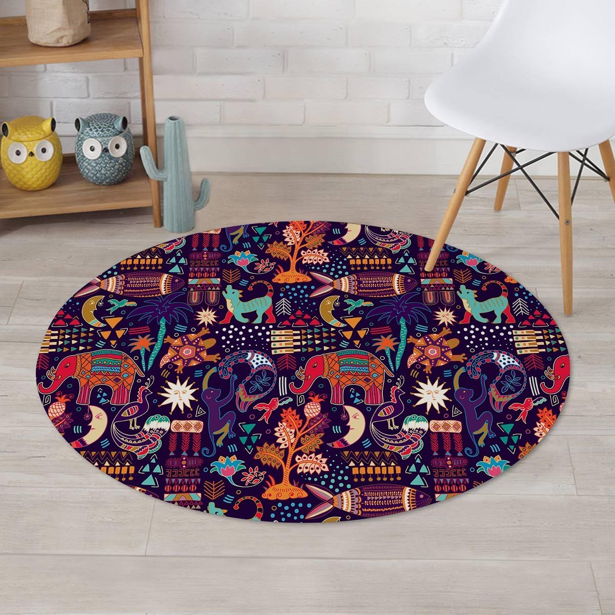 Aztec Psychedelic Trippy Round Rug-grizzshop