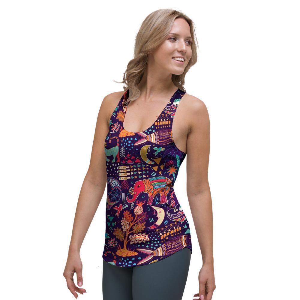 Aztec Psychedelic Trippy Women's Racerback Tank Top-grizzshop