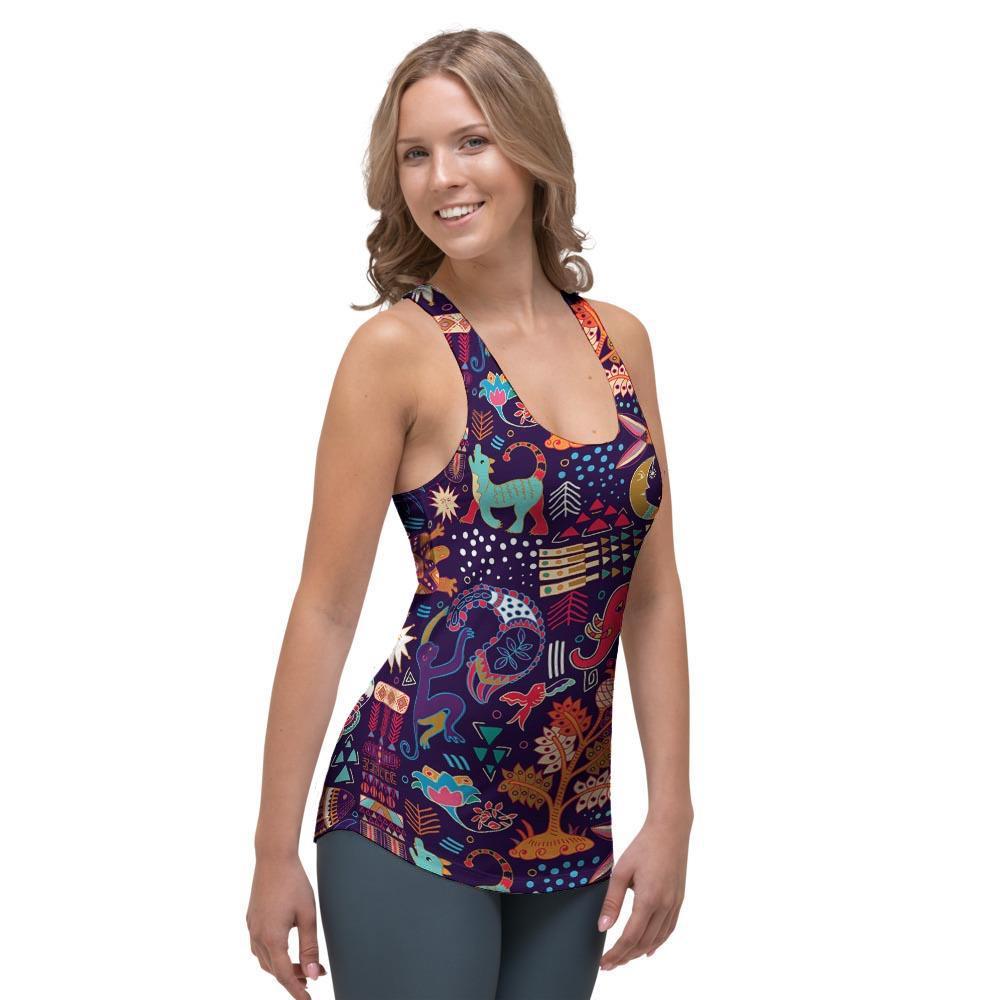 Aztec Psychedelic Trippy Women's Racerback Tank Top-grizzshop