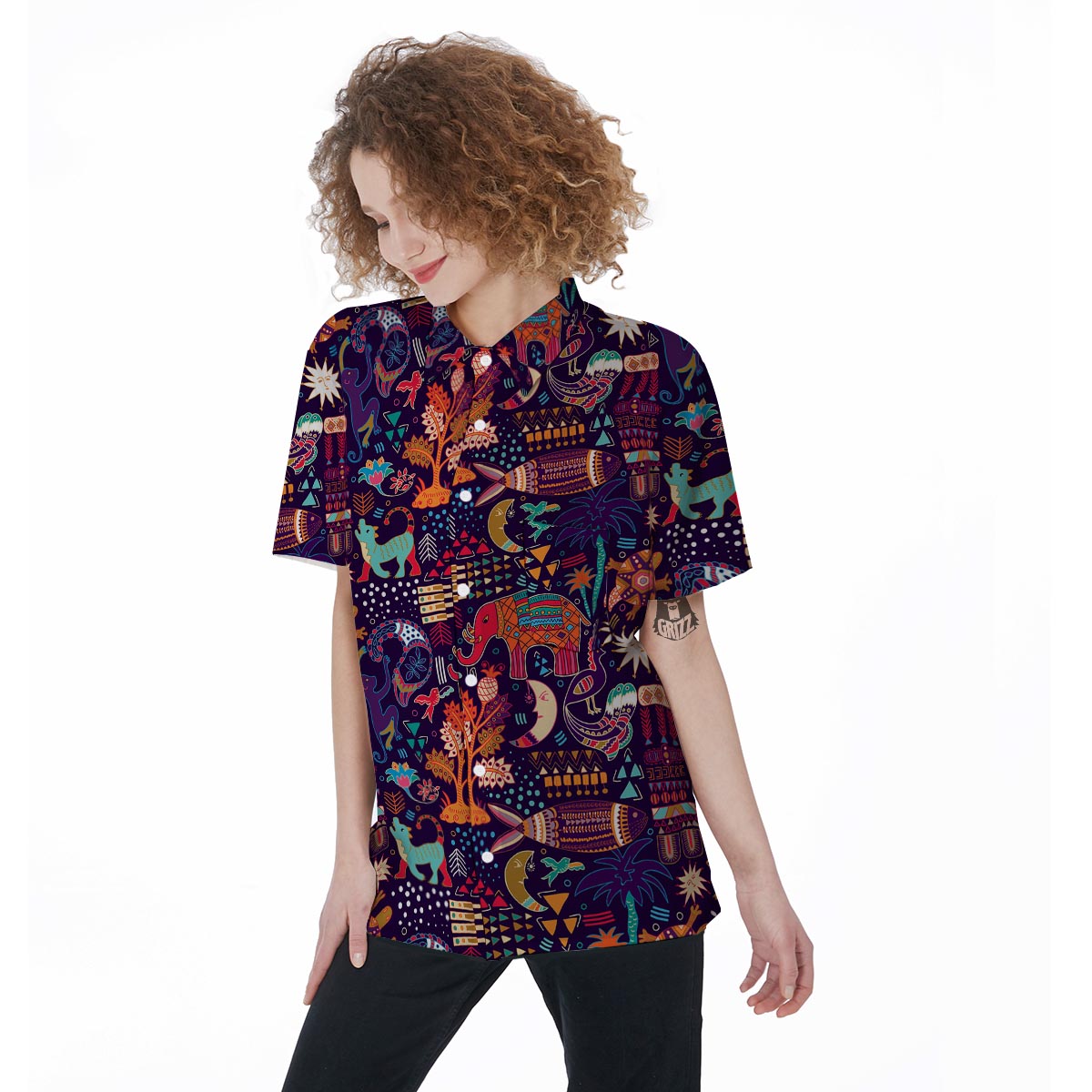 Aztec Psychedelic Trippy Women's Short Sleeve Shirts-grizzshop