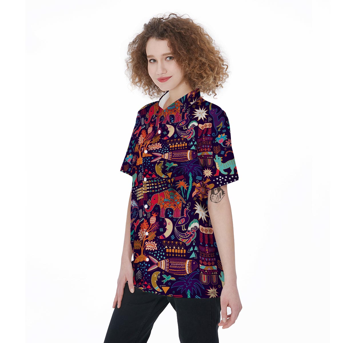 Aztec Psychedelic Trippy Women's Short Sleeve Shirts-grizzshop