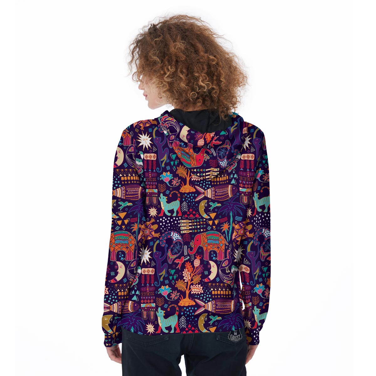 Aztec Psychedelic Trippy Women's Zip Up Hoodie-grizzshop