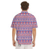 Aztec Red And Blue Print Pattern Men's Short Sleeve Shirts-grizzshop