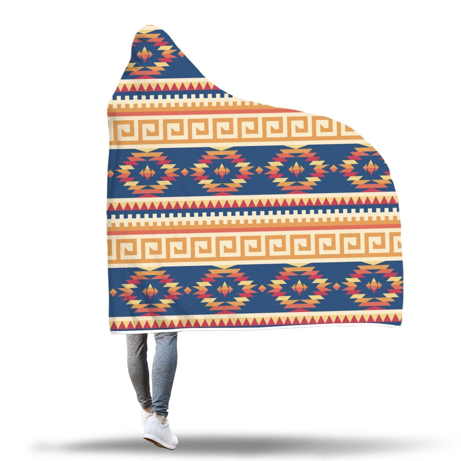 Aztec Tribal Indians Navajo Native American Print Hooded Blanket-grizzshop