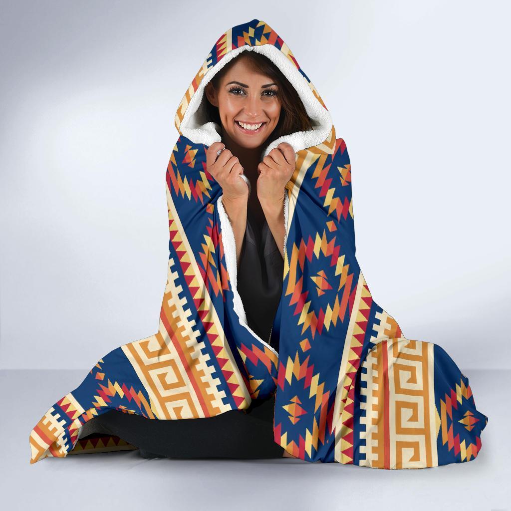 Aztec Tribal Indians Navajo Native American Print Hooded Blanket-grizzshop