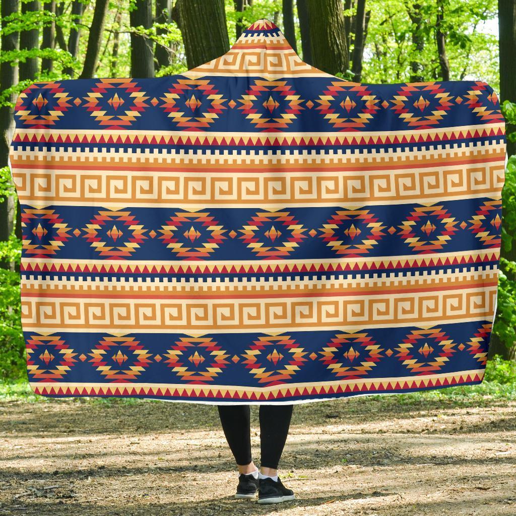 Aztec Tribal Indians Navajo Native American Print Hooded Blanket-grizzshop