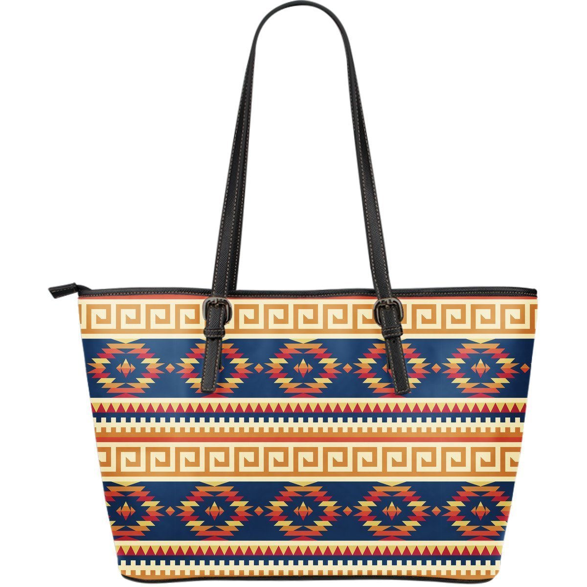 Aztec Tribal Indians Navajo Native American Print Leather Tote Bag-grizzshop