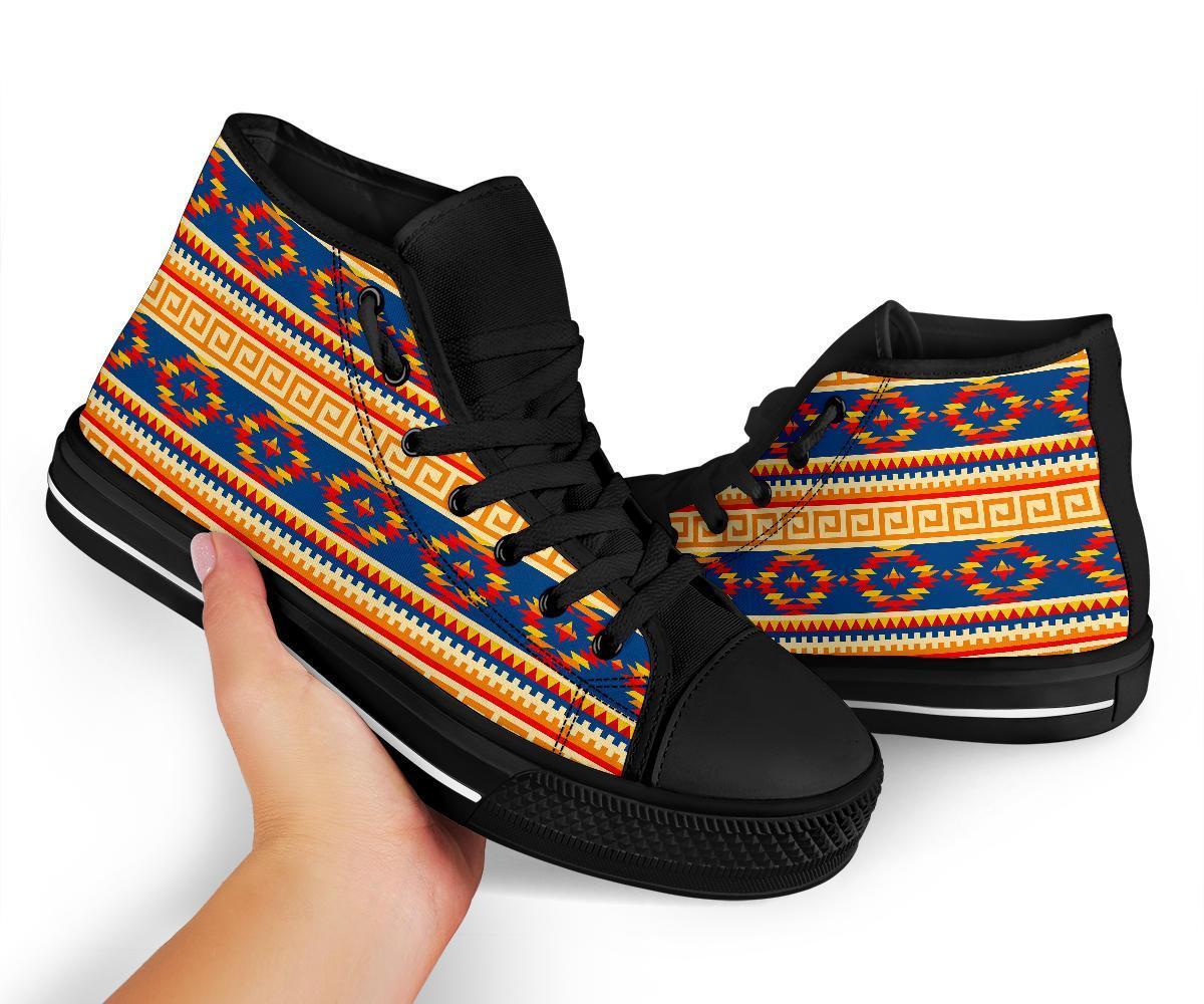 Aztec Tribal Indians Navajo Native American Print Men Women's High Top Shoes-grizzshop