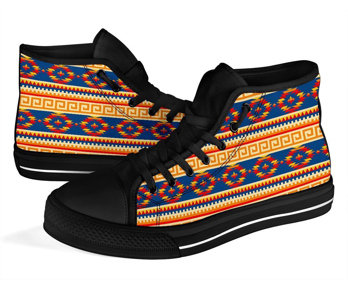 Aztec Tribal Indians Navajo Native American Print Men Women's High Top Shoes-grizzshop
