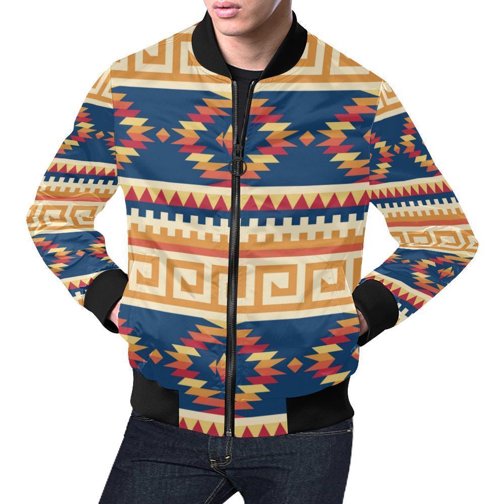 Aztec Tribal Indians Navajo Native American Print Men's Bomber Jacket-grizzshop