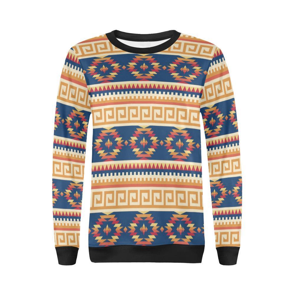 Aztec Tribal Indians Navajo Native American Print Women Crewneck Sweatshirt-grizzshop