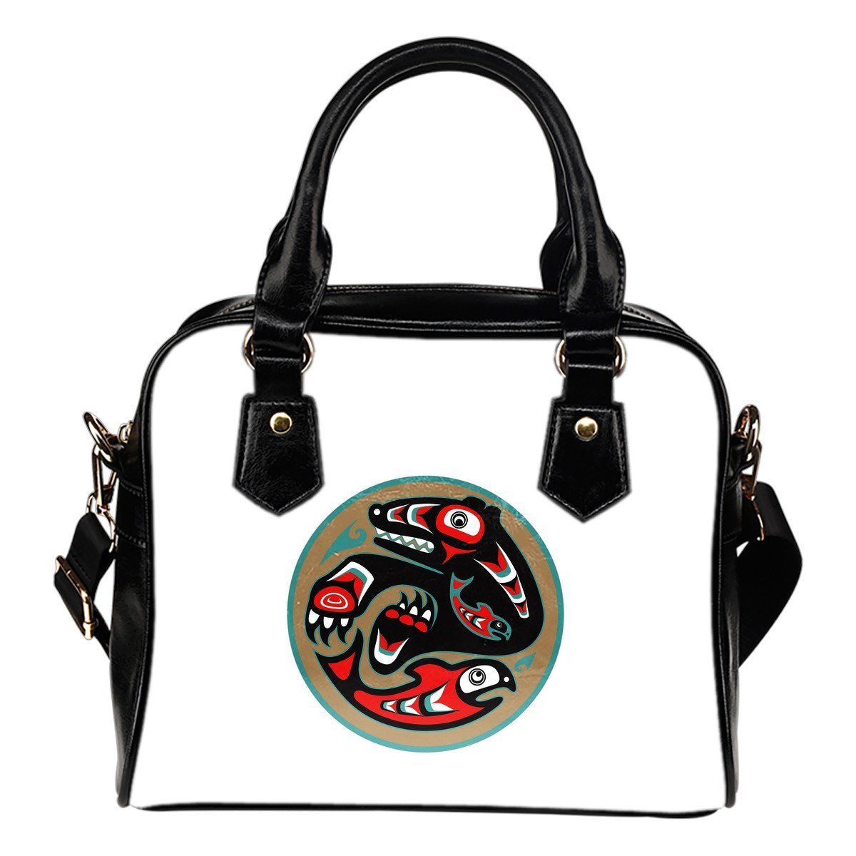 Aztec Tribal Native American Indians Navajo Print Leather Shoulder Handbag-grizzshop