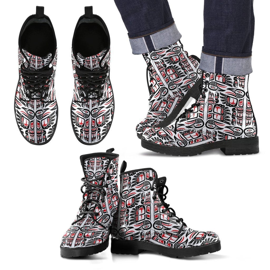 Aztec Tribal Native American Indians Navajo Print Men Leather Boots-grizzshop