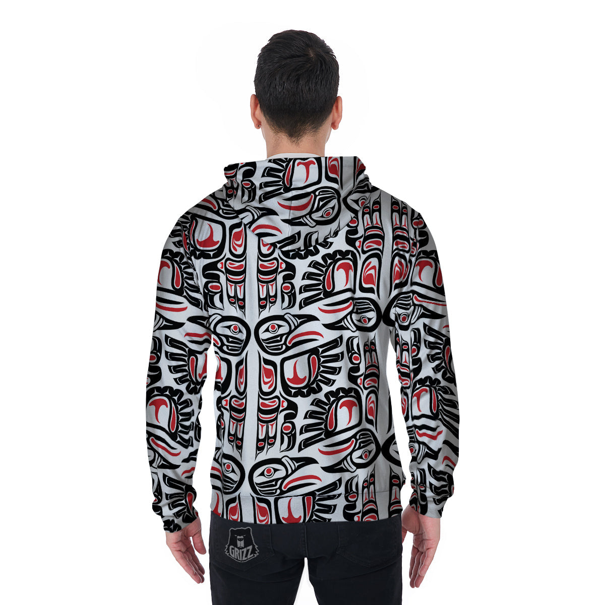 Aztec Tribal Native American Indians Navajo Print Men Zip Up Hoodie-grizzshop