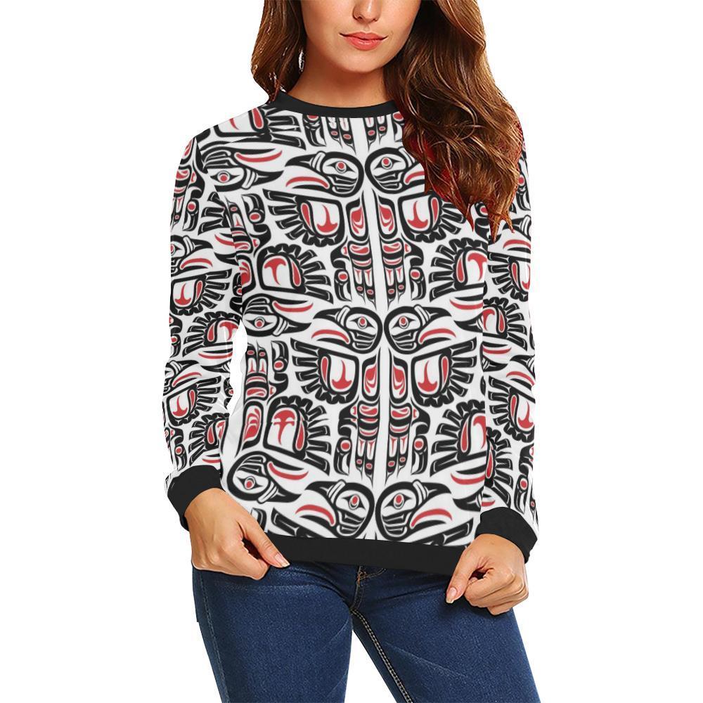 Aztec Tribal Native American Indians Navajo Print Women Crewneck Sweatshirt-grizzshop