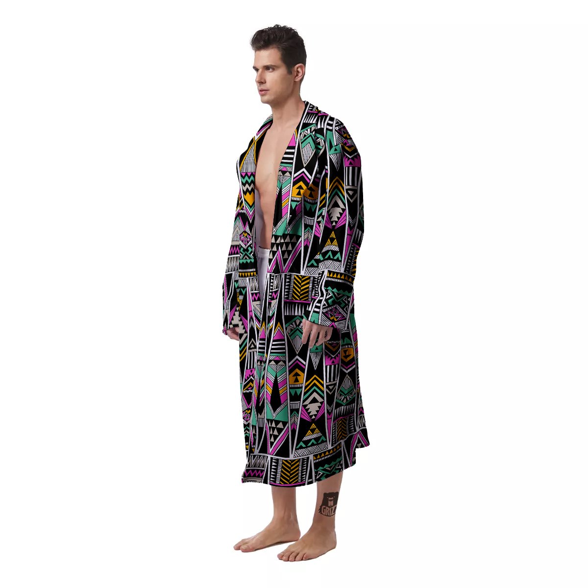 Aztec Tribal Vintage Print Pattern Men's Robe-grizzshop