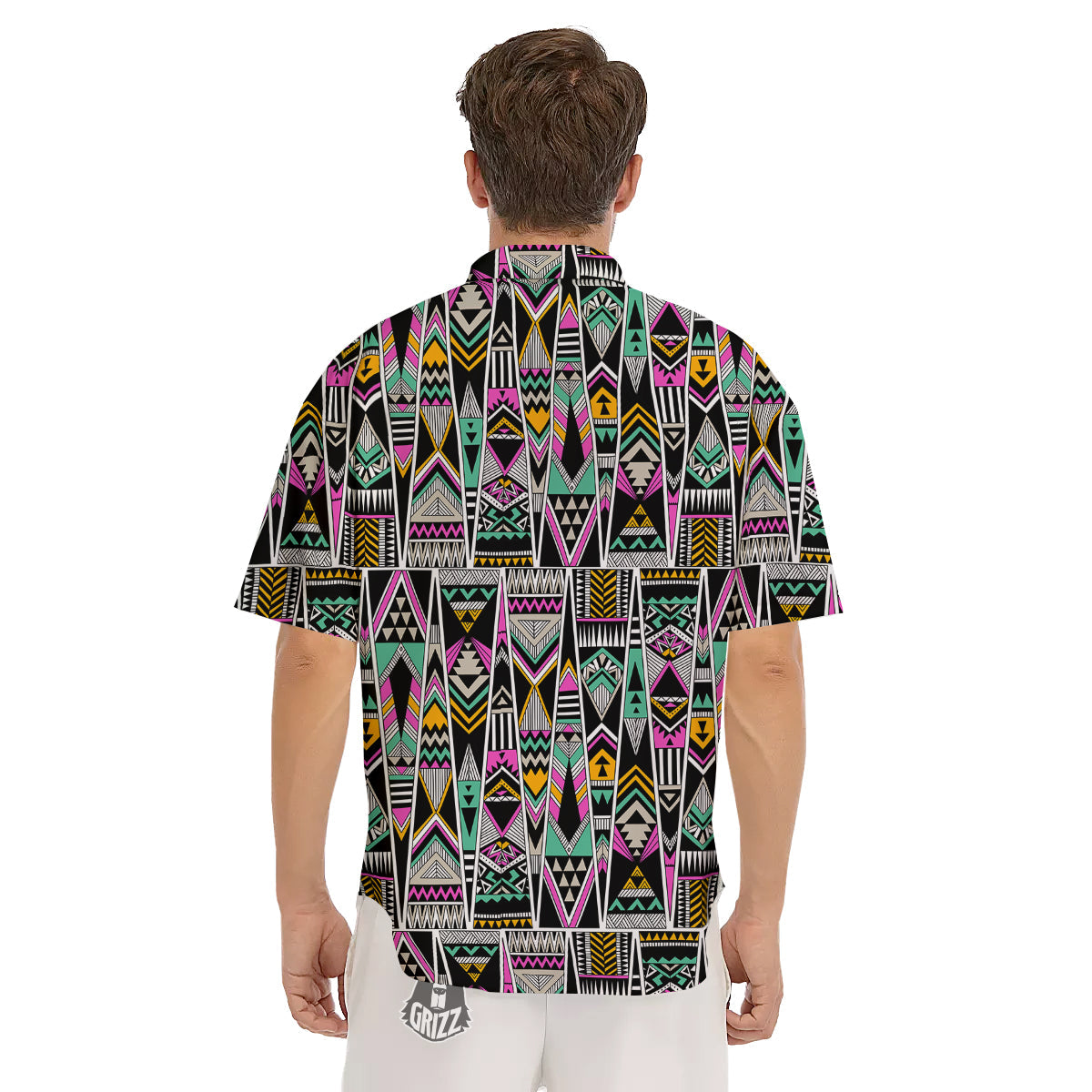 Aztec Tribal Vintage Print Pattern Men's Short Sleeve Shirts-grizzshop