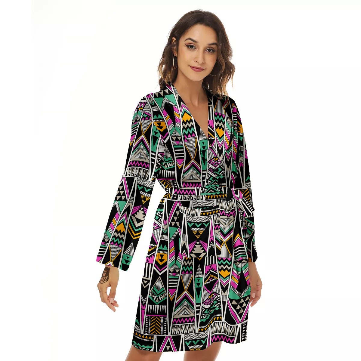 Aztec Tribal Vintage Print Pattern Women's Robe-grizzshop