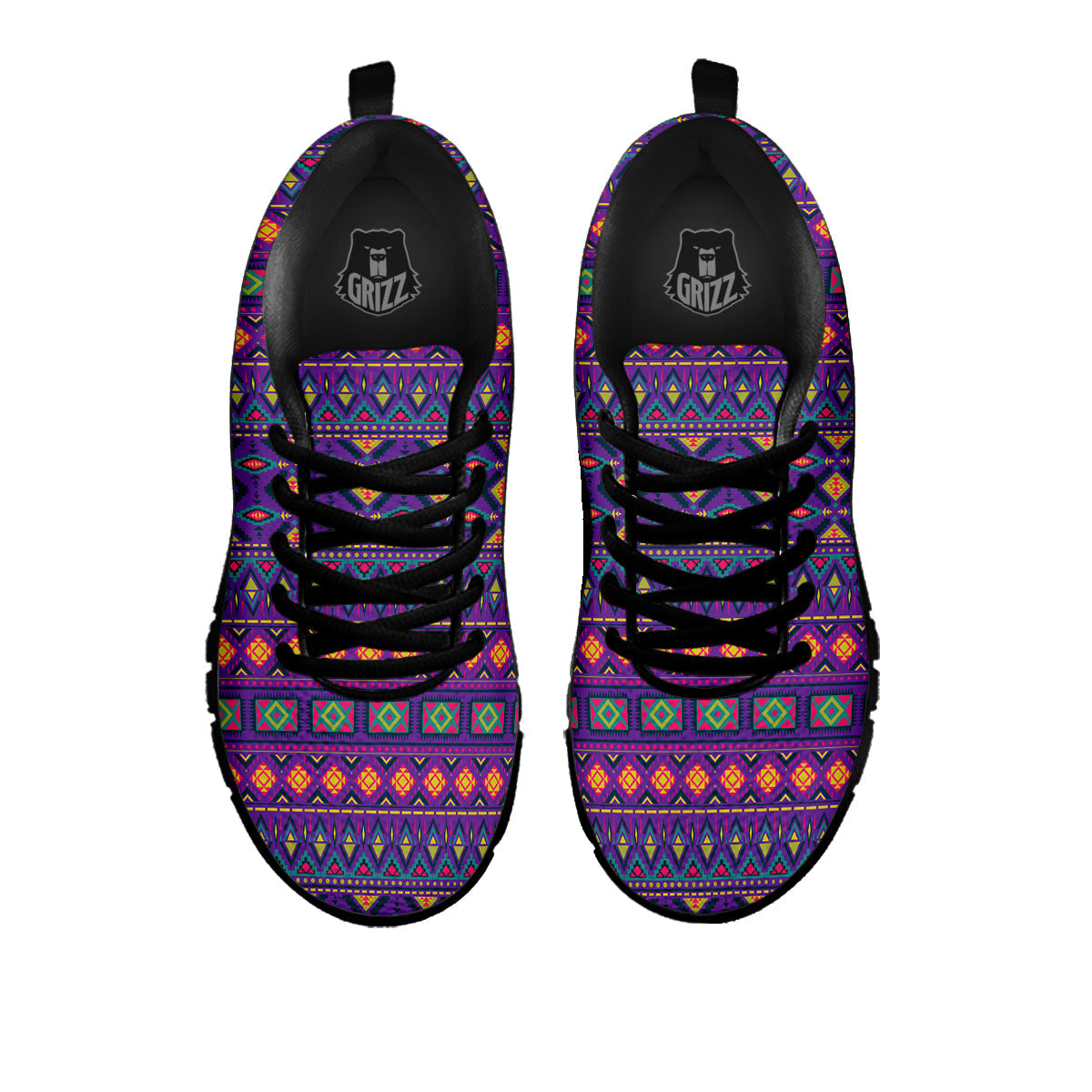 Aztec Trippy Neon Ethnic Print Black Sneaker-grizzshop