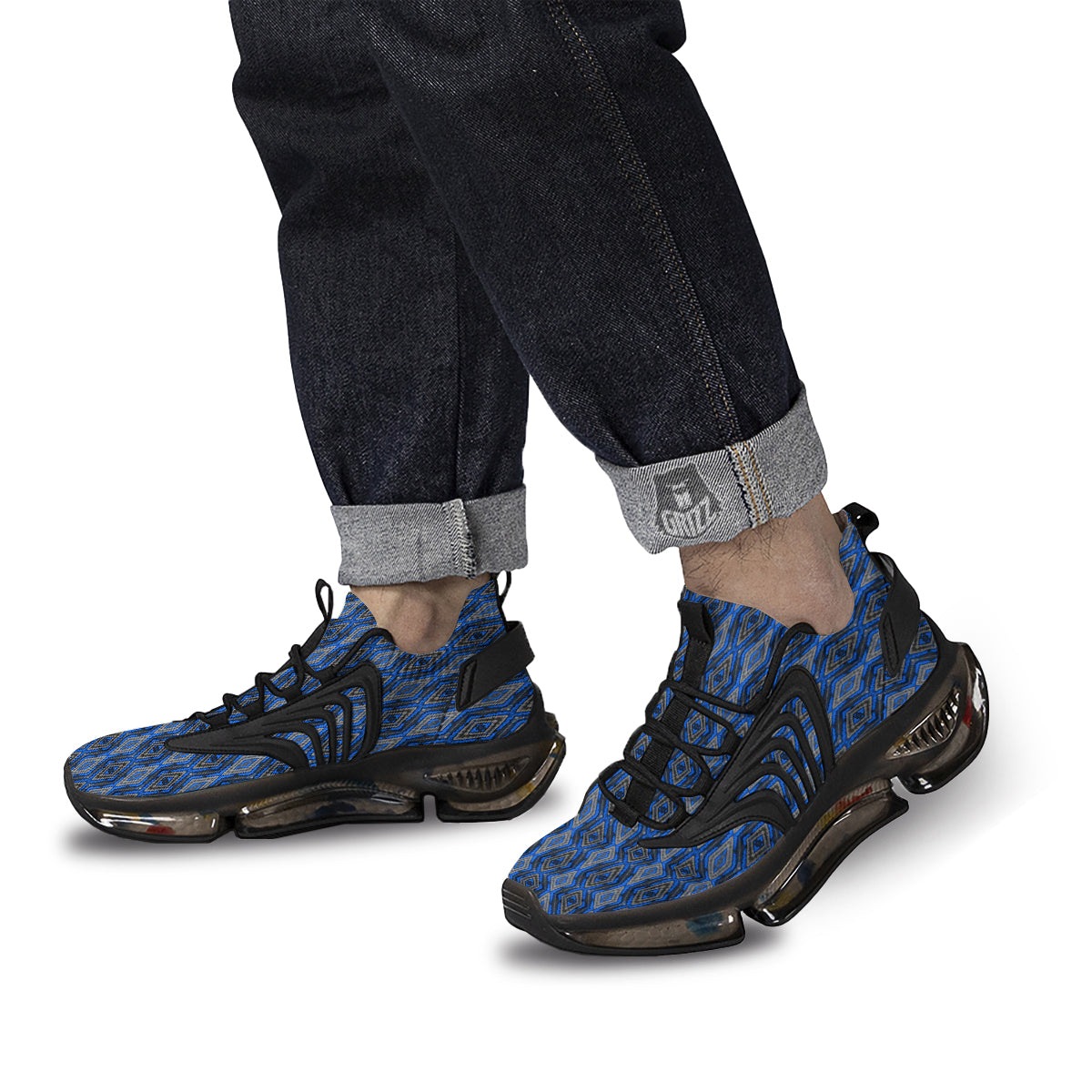 Aztec Trippy Turquoise Ethnic Print Pattern Black Gym Shoes-grizzshop