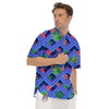 Aztec Tropical Hibiscus Flower Print Pattern Men's Short Sleeve Shirts-grizzshop