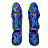 Aztec Tropical Hibiscus Flower Print Pattern Muay Thai Shin Guards-grizzshop