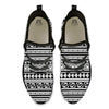 Aztec White And Black Print Pattern Black Athletic Shoes-grizzshop
