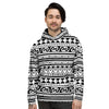 Aztec White And Black Print Pattern Men's Hoodie-grizzshop