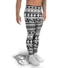 Aztec White And Black Print Pattern Men's Leggings-grizzshop