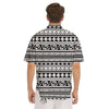 Aztec White And Black Print Pattern Men's Short Sleeve Shirts-grizzshop