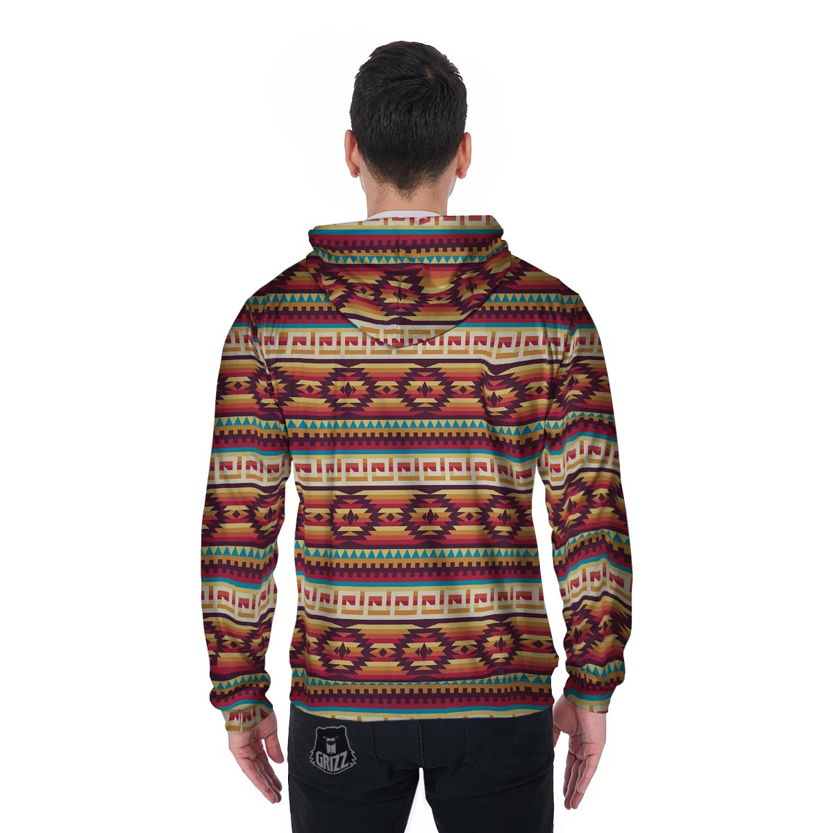Aztec Native American Tribal Navajo Indians Print Men Zip Up Hoodie-grizzshop
