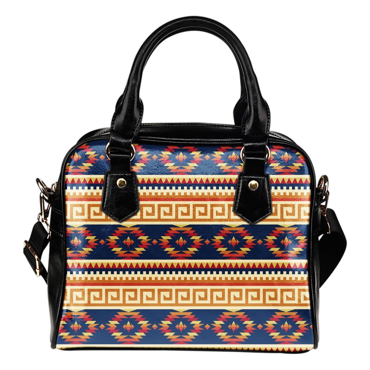 Aztec Tribal Indians Navajo Native American Print Leather Shoulder Handbag-grizzshop