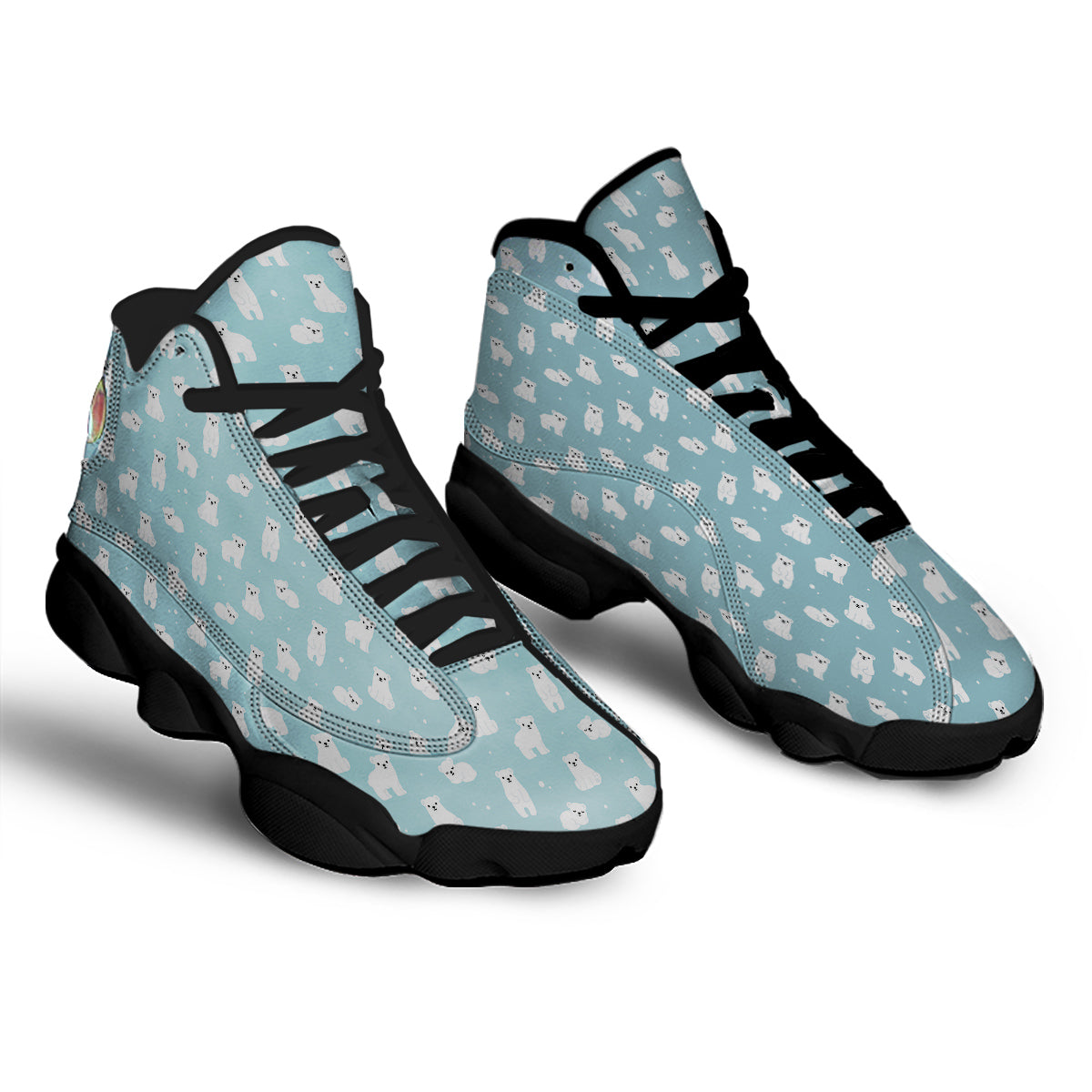 Baby Bear Cartoon Cute Print Pattern Black Basketball Shoes-grizzshop