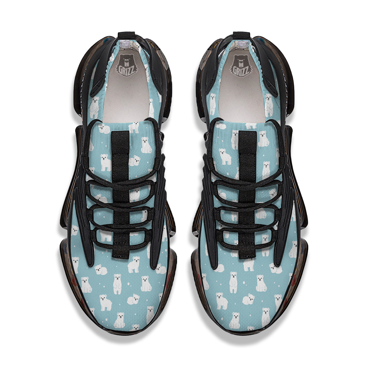 Baby Bear Cartoon Cute Print Pattern Black Gym Shoes-grizzshop