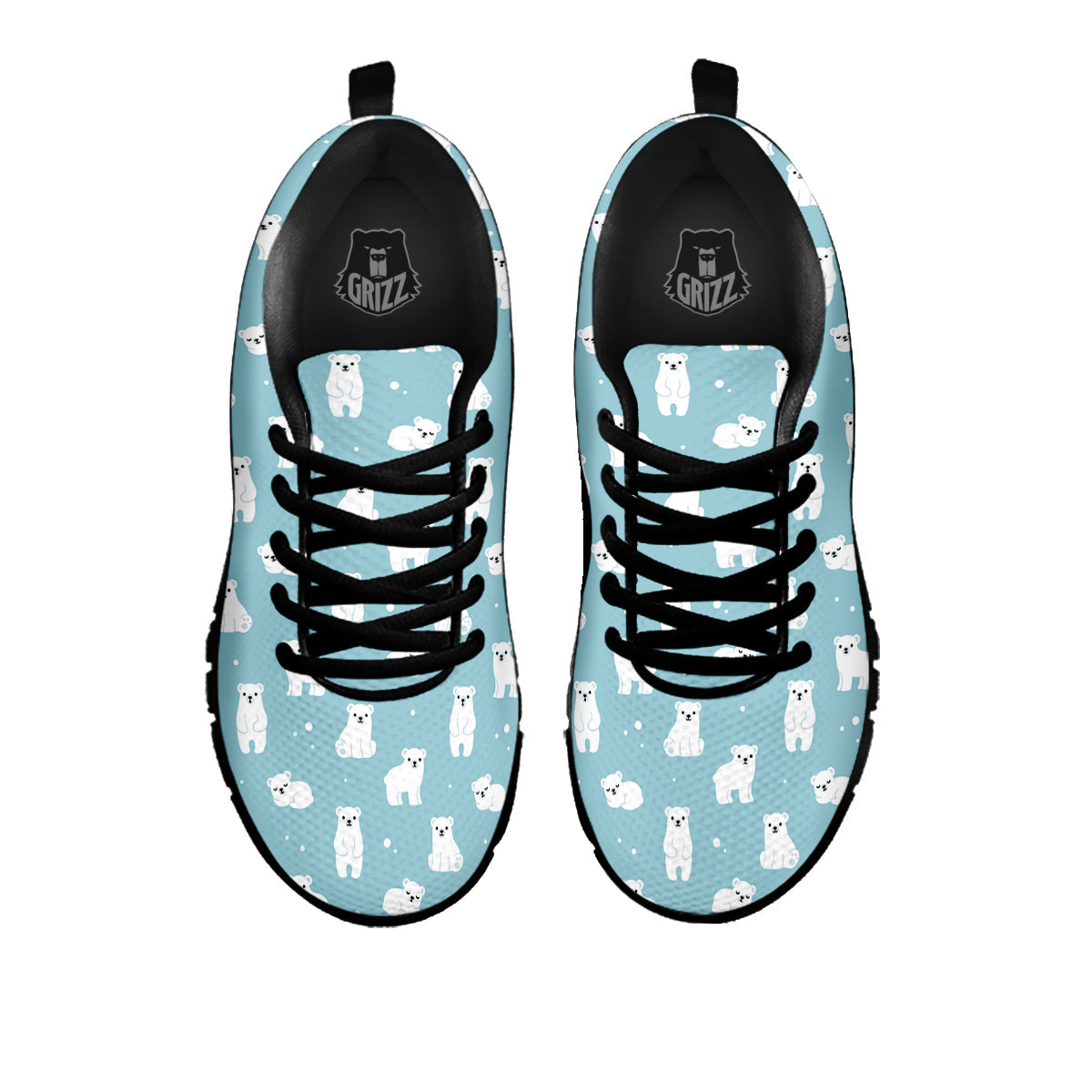 Baby Bear Cartoon Cute Print Pattern Black Sneaker-grizzshop